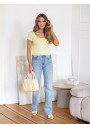 BLUZKA T-SHIRT BAWEŁNIANY SLIM DEKOLT OKRĄGŁY