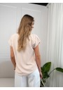 BEŻOWA BLUZKA Z KRÓTKIM RĘKAWEM I CYRONIAMI BRYLANTKA