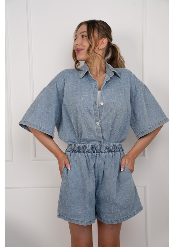 KOMPLET DAMSKI Z KOSZULĄ I SZORTAMI DENIM WAVE
