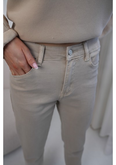 BEŻOWE SPODNIE DAMSKIE MOM FIT