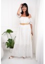 SUKIENKA BOHO MAXI Z AŻUROWYM HAFTEM I REGULOWANYMI RĘKAWKAMI