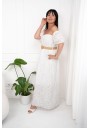 SUKIENKA BOHO MAXI Z AŻUROWYM HAFTEM I REGULOWANYMI RĘKAWKAMI