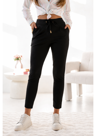 SPODNIE NOEMI WIĄZANE W PASIE Z WISKOZĄ