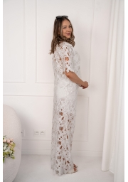 KOMPLET KORONKOWY 2W1 Z KOSZULĄ I SZEROKĄ NOGAWKĄ WHITE BLOOM