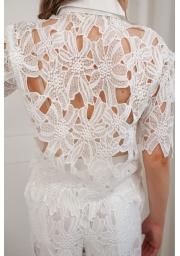 KOMPLET KORONKOWY 2W1 Z KOSZULĄ I SZEROKĄ NOGAWKĄ WHITE BLOOM