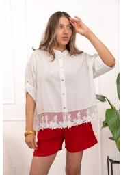 KOSZULA MUŚLINOWA Z KORONKOWYM WYKOŃCZENIEM COTTON BLOOM