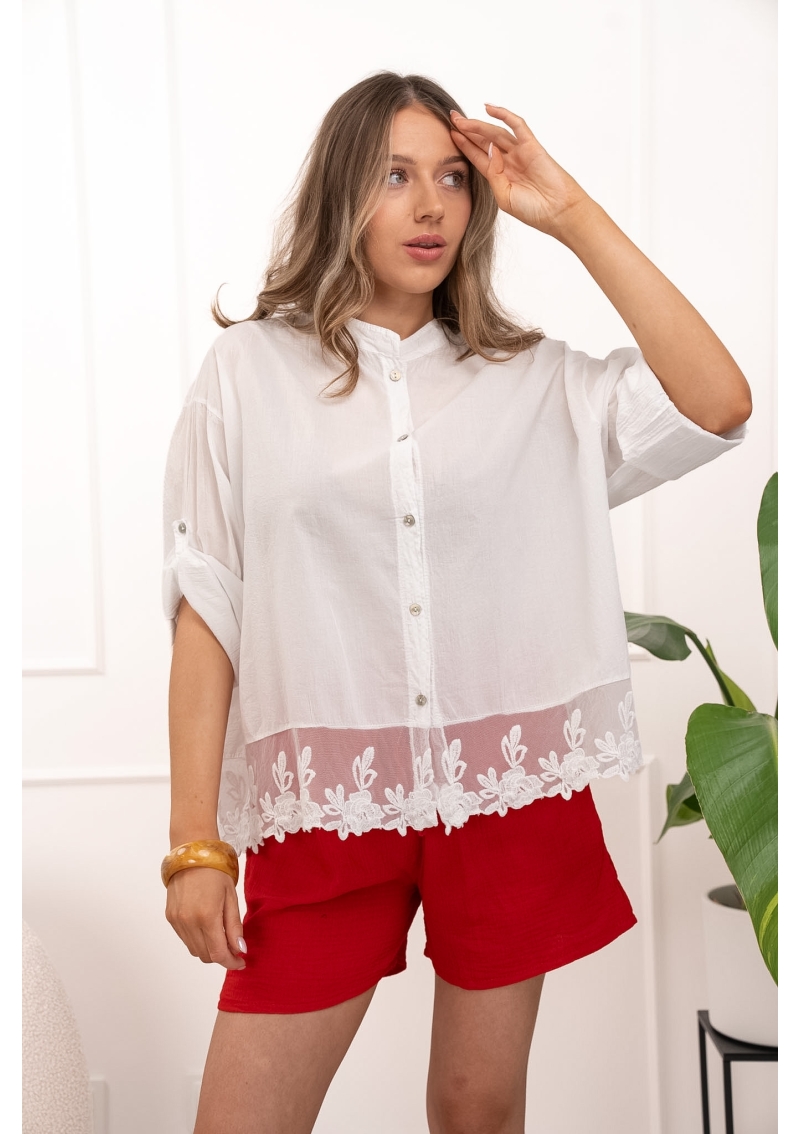 KOSZULA MUŚLINOWA Z KORONKOWYM WYKOŃCZENIEM COTTON BLOOM