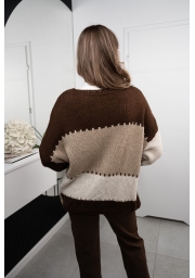 SWETER KARDIGAN OLIWIA W KOLOROWE PASY Z OZDOBNYM WYKOŃCZENIEM RĘKAWA