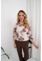 BLUZKA Z 3/4 RĘKAWEM Z GUMKĄ NA DOLE TAUPE GARDEN
