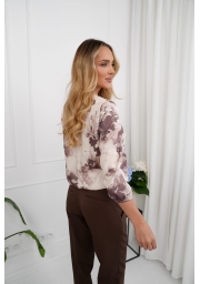 BLUZKA Z 3/4 RĘKAWEM Z GUMKĄ NA DOLE TAUPE GARDEN