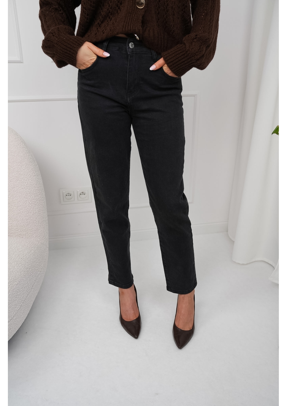 SPODNIE JEANSOWE MOM FIT Z WYSOKIM STANEM