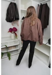KURTKA OVERSIZE BOMBER Z IMITACJI ZAMSZU
