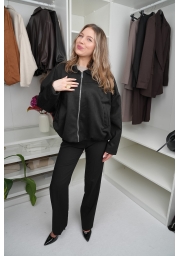 KURTKA OVERSIZE BOMBER Z IMITACJI ZAMSZU