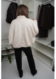 KURTKA OVERSIZE BOMBER Z IMITACJI ZAMSZU