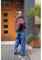 JEANSY Z CYRKONIAMI O SZEROKIEJ NOGAWCE WIDE LEG