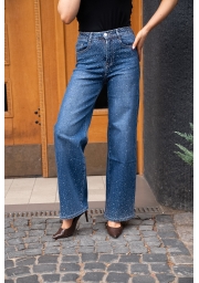 JEANSY Z CYRKONIAMI O SZEROKIEJ NOGAWCE WIDE LEG