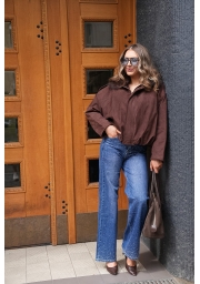 KURTKA ZAMSZOWA OVERSIZE  Z FUTERKIEM