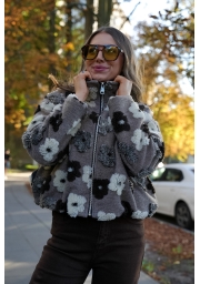KWIECISTA KURTKA TEDDY POLAR NA SUWAK ZE STÓJKĄ