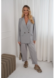 KOMPLET GARNITUROWY OLEXA Z MARYNARKĄ I SPODNIAMI Z GUMKĄ W PASIE