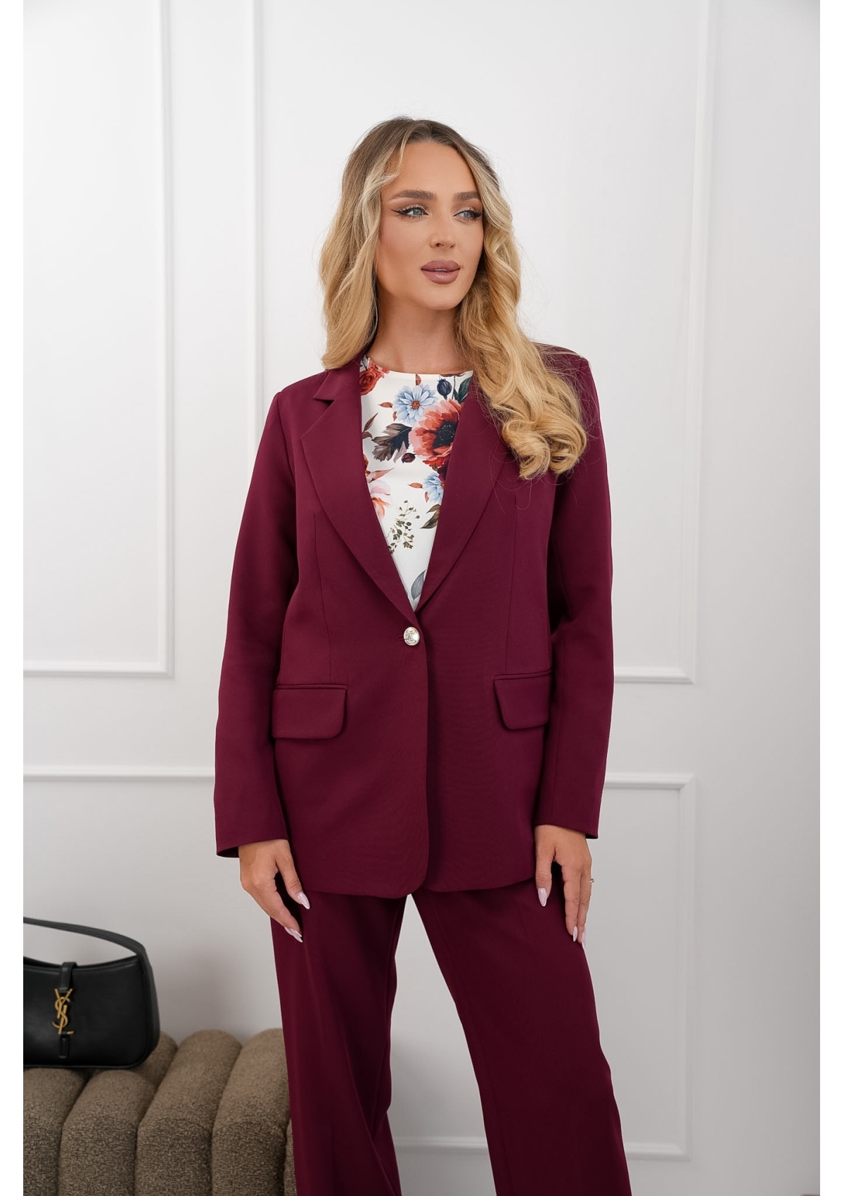 MARYNARKA  BORDOWA Z JEDNYM GUZIKIEM CHIC