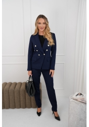 ELEGANCKA DWURZĘDOWA MARYNARKA ZE ZŁOTYMI GUZIKAMI CHIC