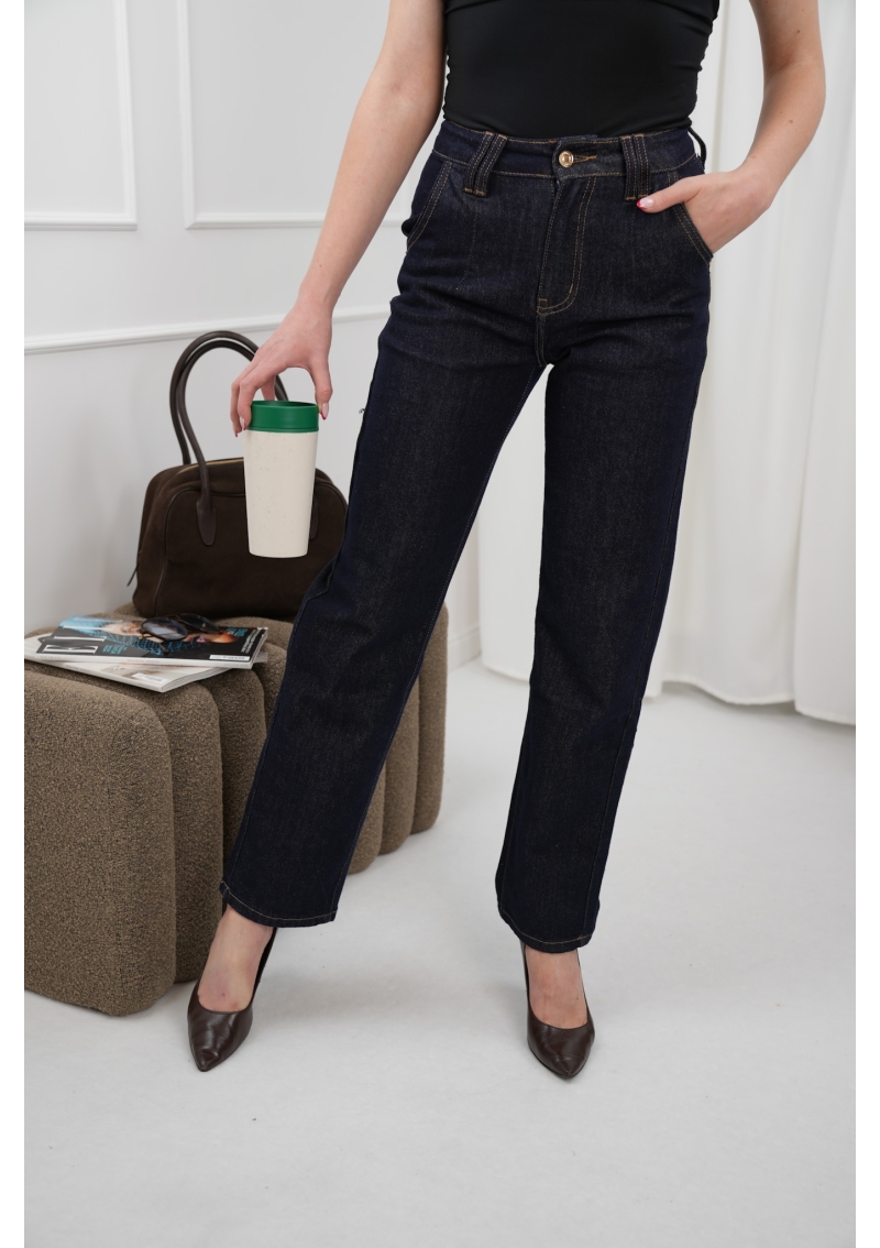 JEANSY REGULAR FIT WYSOKIM STANEM I PRZESZYCIAMI