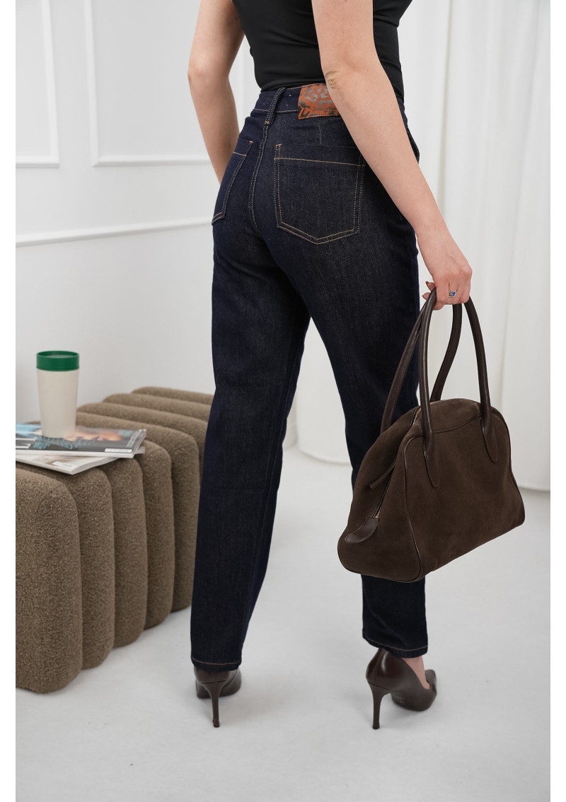JEANSY REGULAR FIT WYSOKIM STANEM I PRZESZYCIAMI