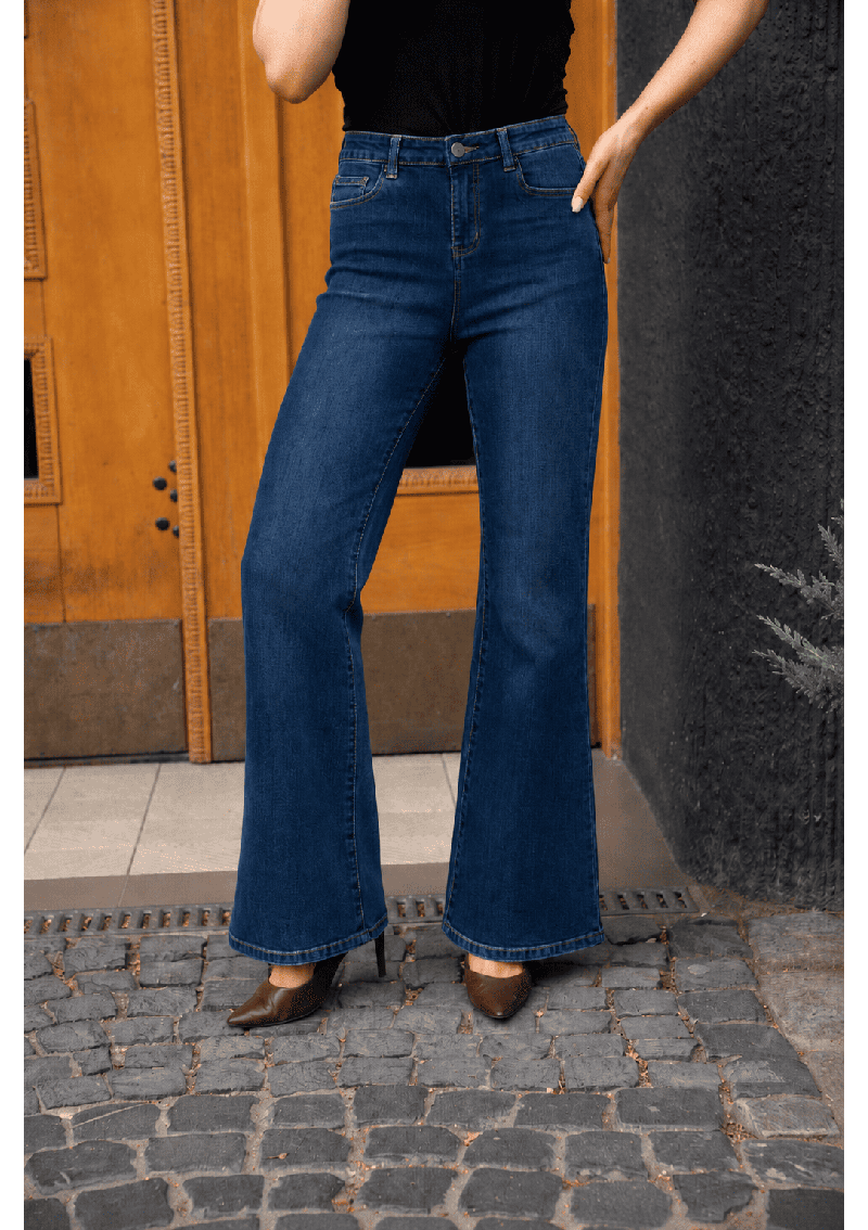 JEANSY FLARED Z WYSOKIM STANEM PUSH UP DZWONY