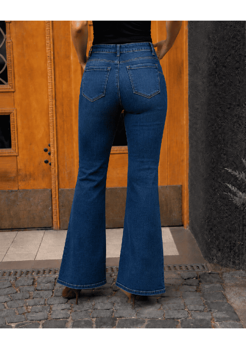 JEANSY FLARED Z WYSOKIM STANEM PUSH UP DZWONY