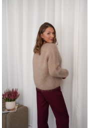 SWETER DAMSKI 80% KID MOHER DEKOLT V Z DŁUGIM RĘKAWEM