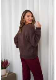 SWETER DAMSKI 80% KID MOHER DEKOLT V Z DŁUGIM RĘKAWEM