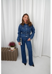KOMPLET DAMSKI JEANSOWY HAZEL Z TALIOWANĄ KURTKĄ
