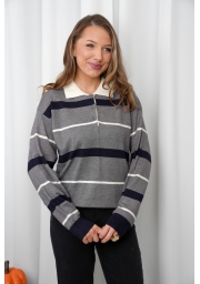 SWETER W PASKI Z KOŁNIERZYKIEM POLO AMOUR