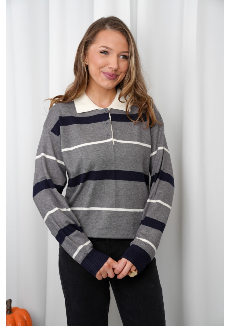 SWETER W PASKI Z KOŁNIERZYKIEM POLO AMOUR