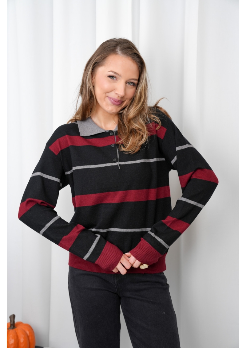 SWETER W PASKI Z KOŁNIERZYKIEM POLO AMOUR