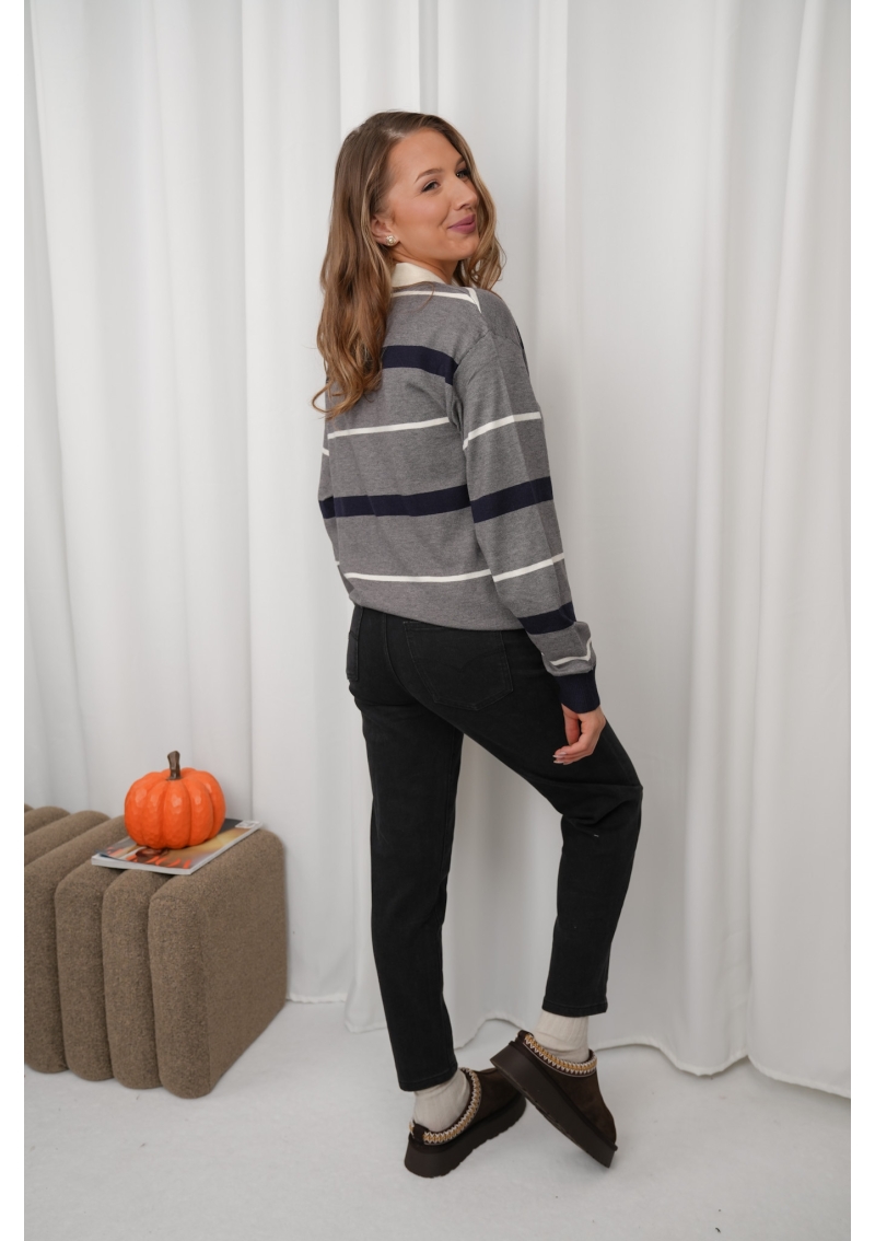 SWETER W PASKI Z KOŁNIERZYKIEM POLO AMOUR