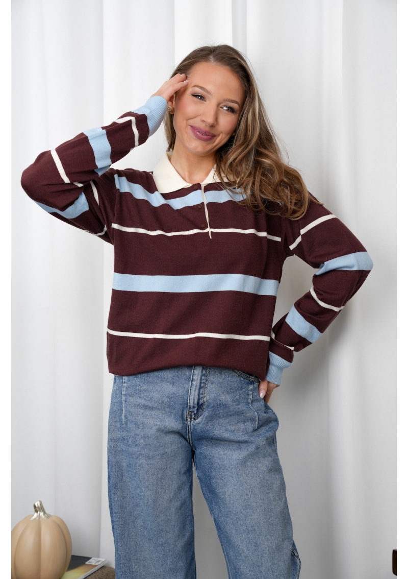 SWETER W PASKI Z KOŁNIERZYKIEM POLO AMOUR