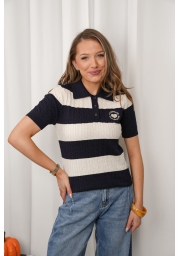 SWETEREK Z WISKOZĄ POLO W PASKI LOVE CLUB