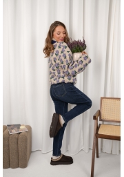 POLAR BEŻOWY W LILIOWE KWIATY COZY BLOOM