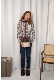 POLAR BEŻOWY W LILIOWE KWIATY COZY BLOOM