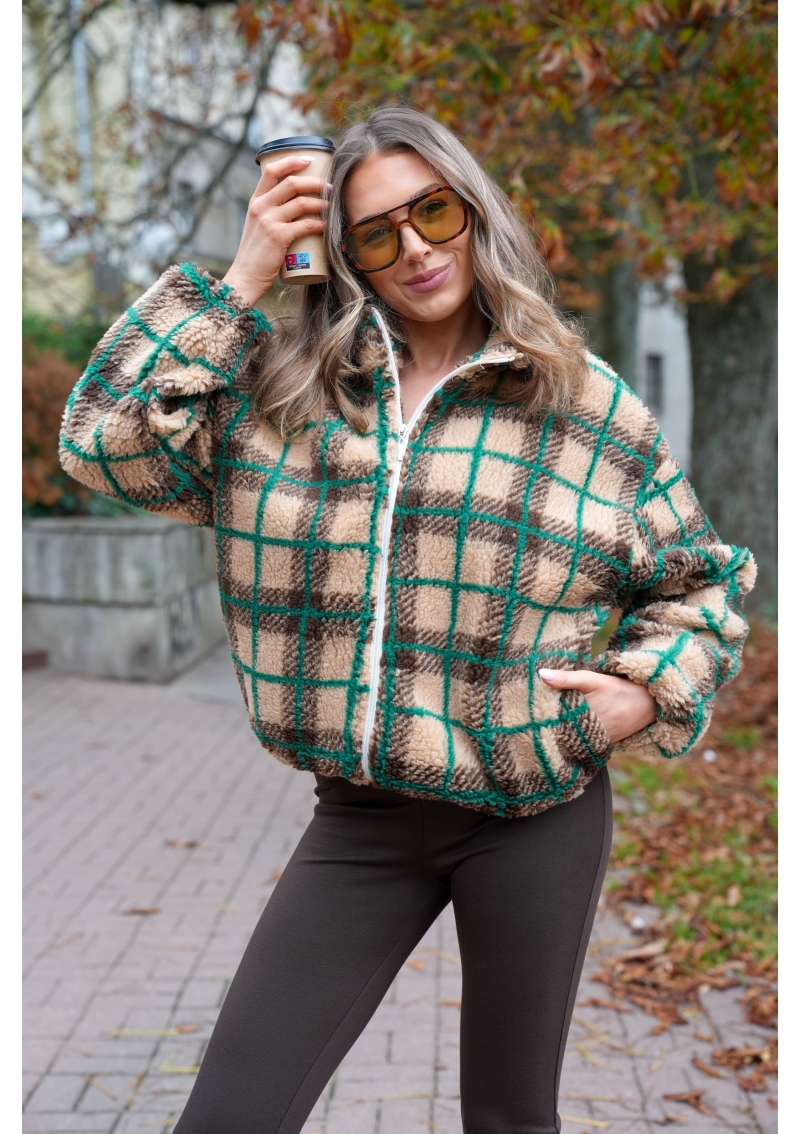 KURTKA DAMSKA TEDDY BARANEK CHESTNUT W KRATĘ