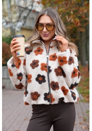 KWIECISTA KURTKA TEDDY POLAR NA SUWAK ZE STÓJKĄ