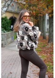 KWIECISTA KURTKA TEDDY POLAR NA SUWAK ZE STÓJKĄ