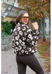 KURTKA DAMSKA TEDDY W PANTERKĘ NA SUWAK