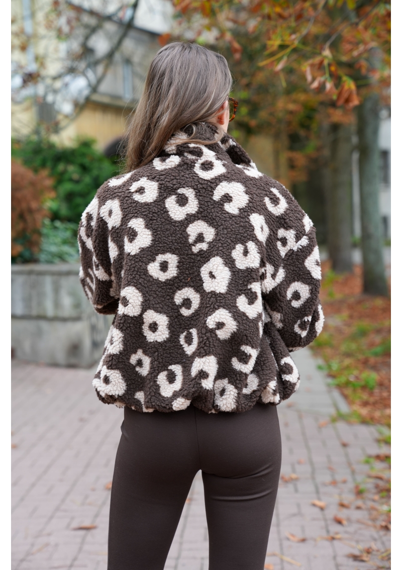KURTKA DAMSKA TEDDY W PANTERKĘ NA SUWAK