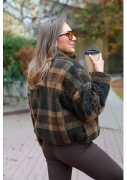 KURTKA DAMSKA TEDDY BARANEK CHESTNUT CZEKOLADA W KRATĘ