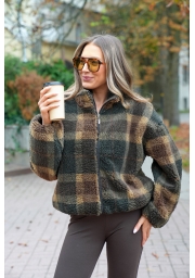 KURTKA DAMSKA TEDDY BARANEK CHESTNUT CZEKOLADA W KRATĘ