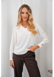 ELEGANCKA BLUZKA WISKOZOWA Z GUZICZKIEM
