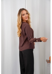 ELEGANCKA BLUZKA WISKOZOWA Z GUZICZKIEM