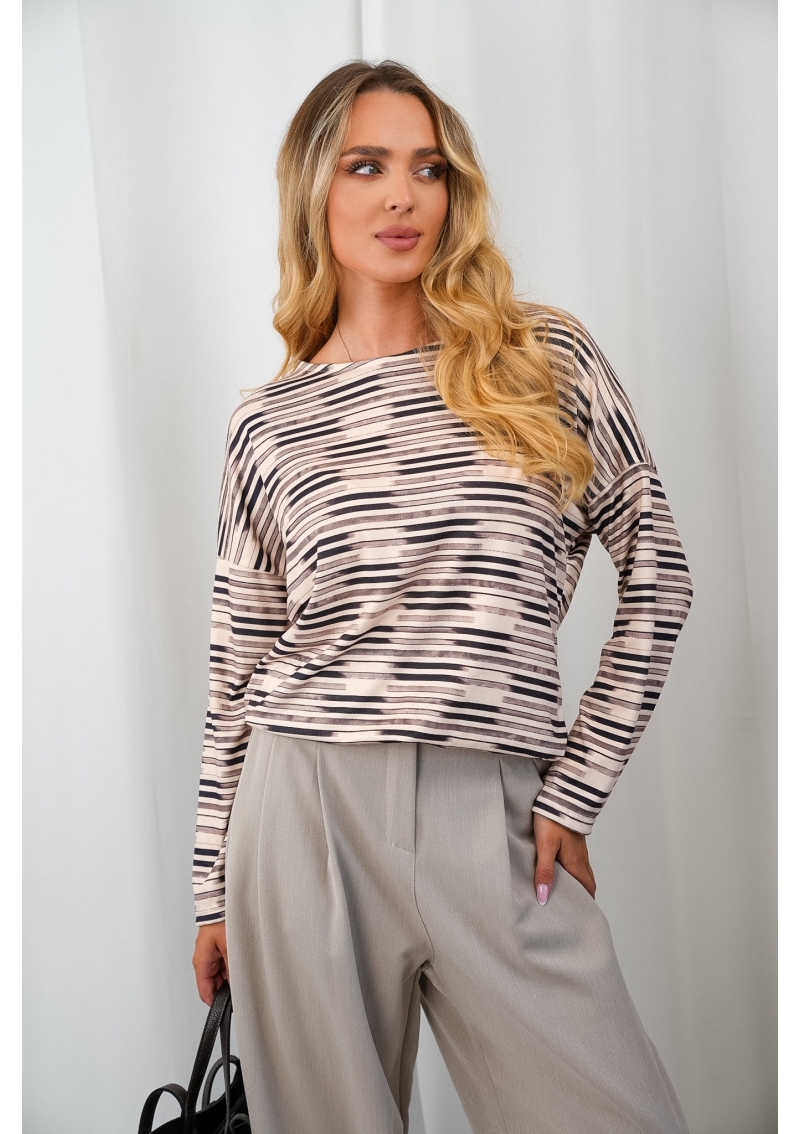 SWETEREK DAMSKI Z WISKOZĄ CAPPUCCINO STRIPES